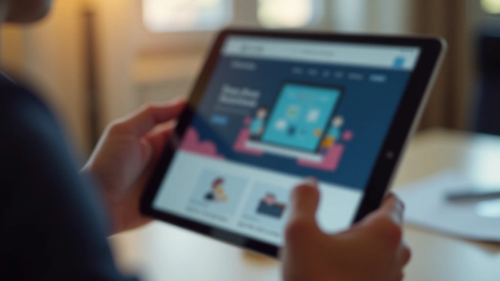 Tablet se zobrazeným příkladem scroll animace a parallax efektu na webu